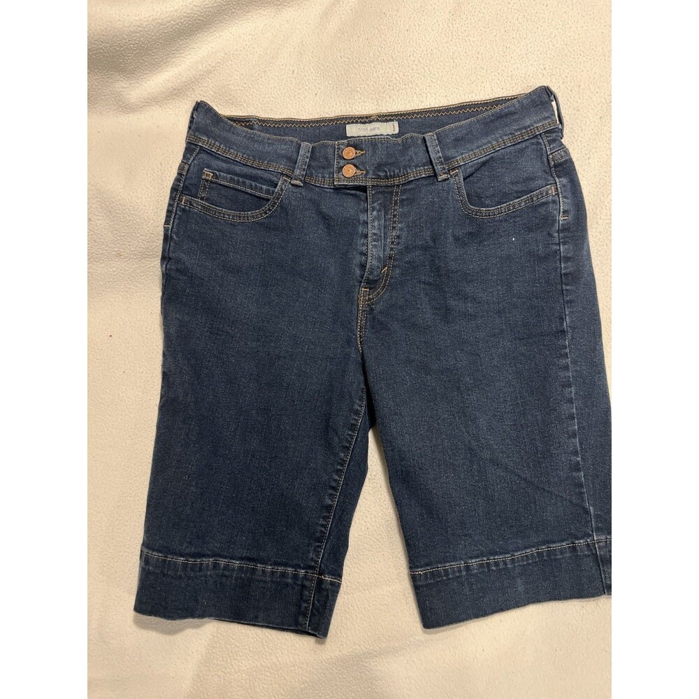 Levis 515 Womens Sz 14 Shorts Stretch Denim Button Flap Back Pockets Red Tab